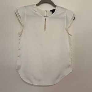 Ann Taylor Cream Blouse with Keyhole Detail